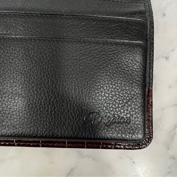 Vintage Brighton Pebbled Leather Croc Embossed Bi-Fold Wallet Brown Black - Picture 13 of 13